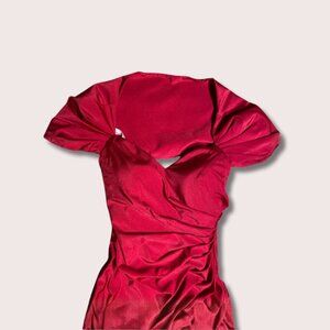 Fitted Cap Sleeve Shawl Satin Gown by Cinderella Divine